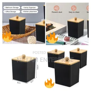 Black Multifunction Makeup Cotton Pad Storage Box*