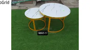 White Nesting Coffee Table Marble Effect (Mdf)