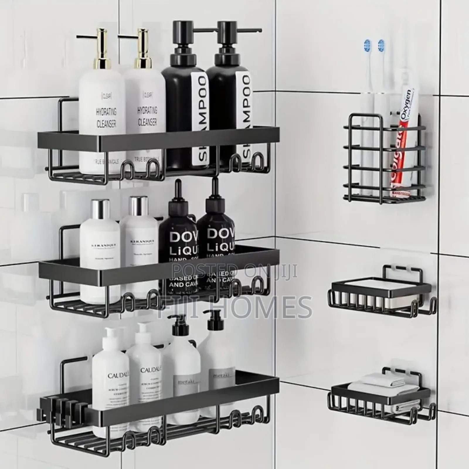 6-Pc Spacious Stainless Steel Shower Organizer
