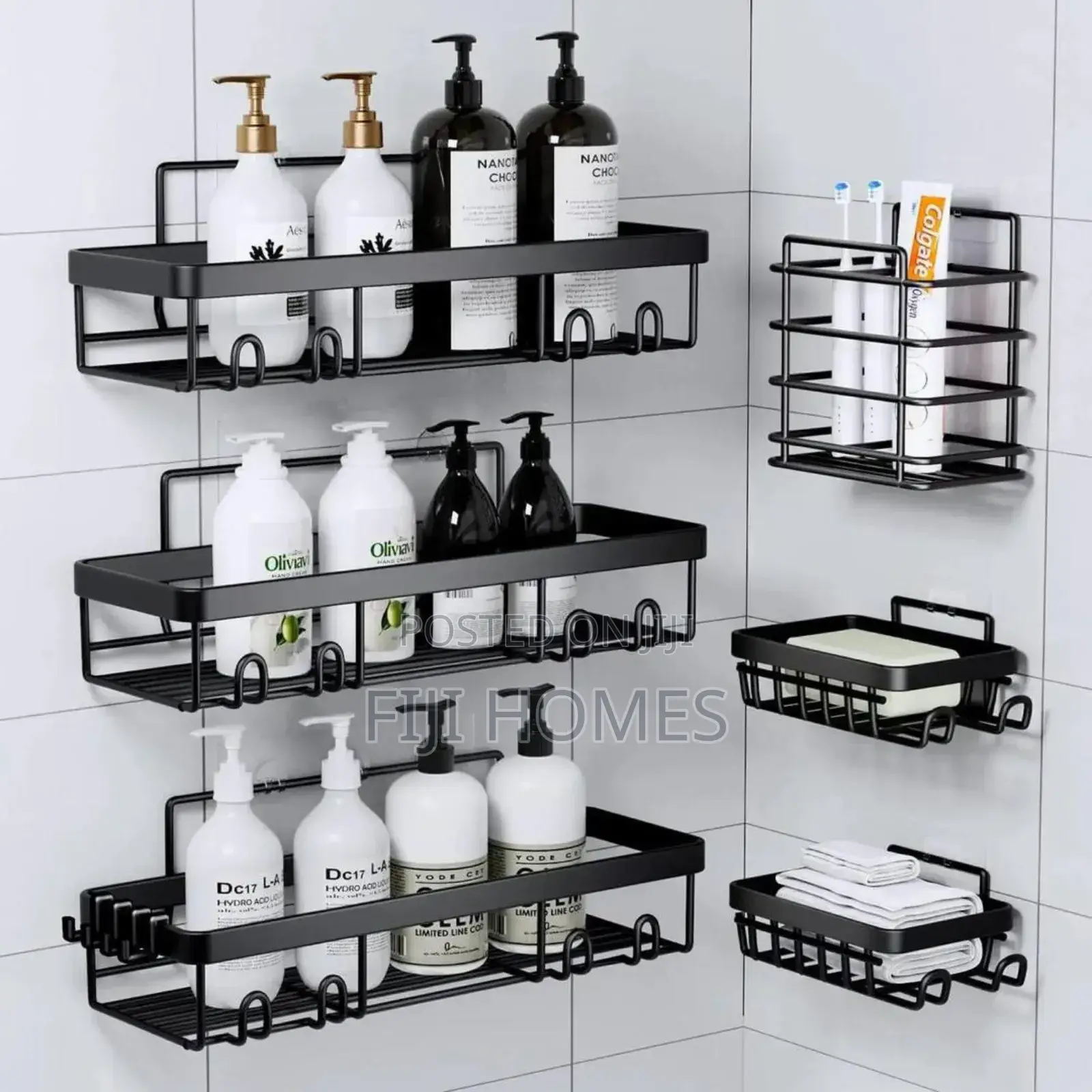 6-Pc Spacious Stainless Steel Shower Organizer