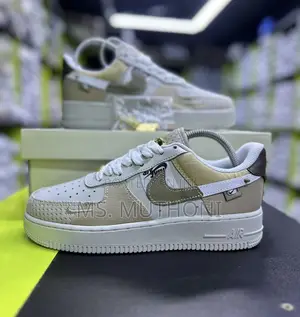 Nike Air F 1 Low Bling Sneaker in a Tan/Summit White Colorway ; 38-45