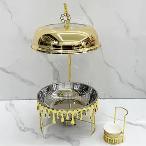 8 LTRS Luxury Gold Stainless Steel Chafing Dish Set.