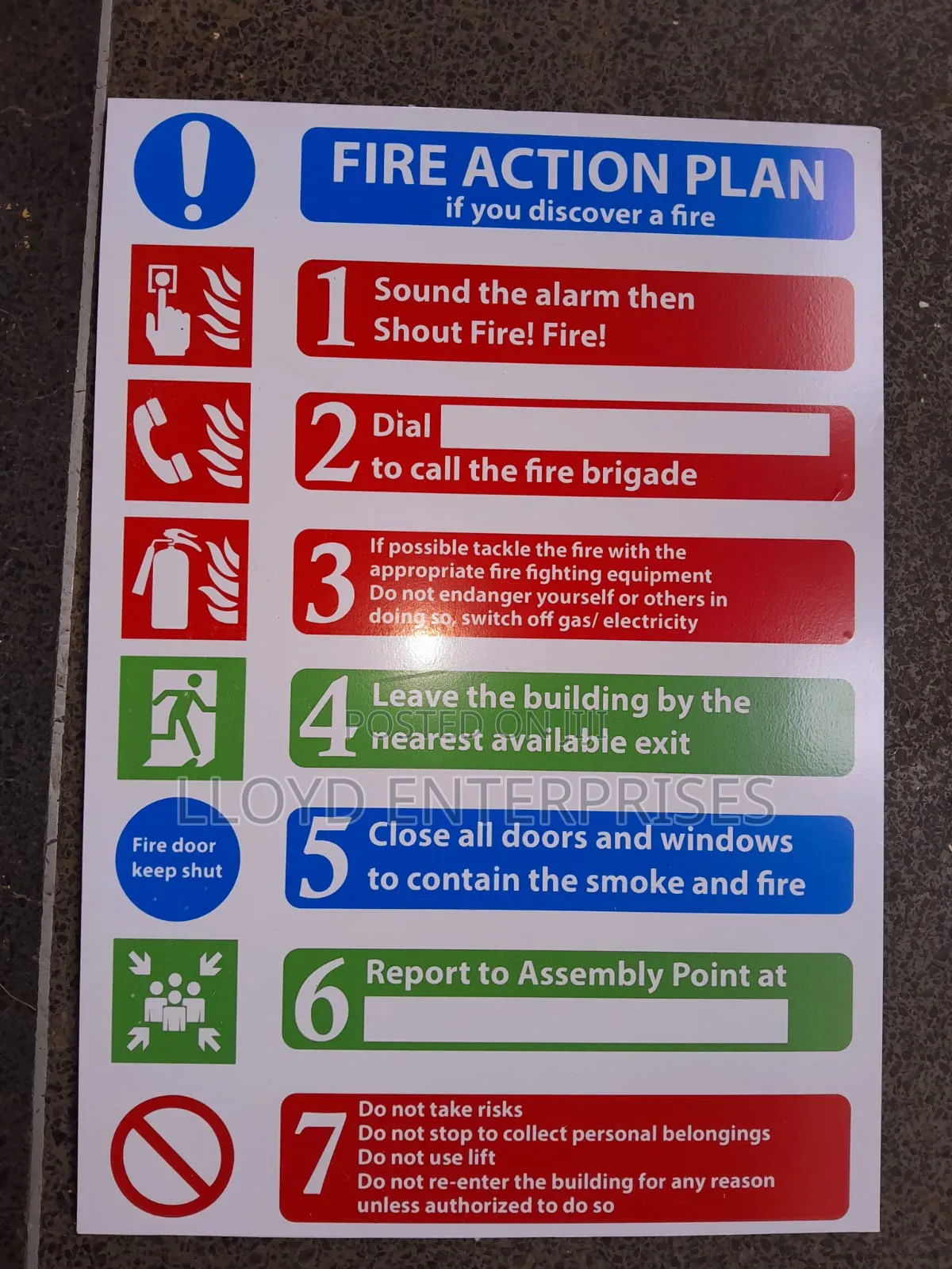 Fire Action Plan Sign