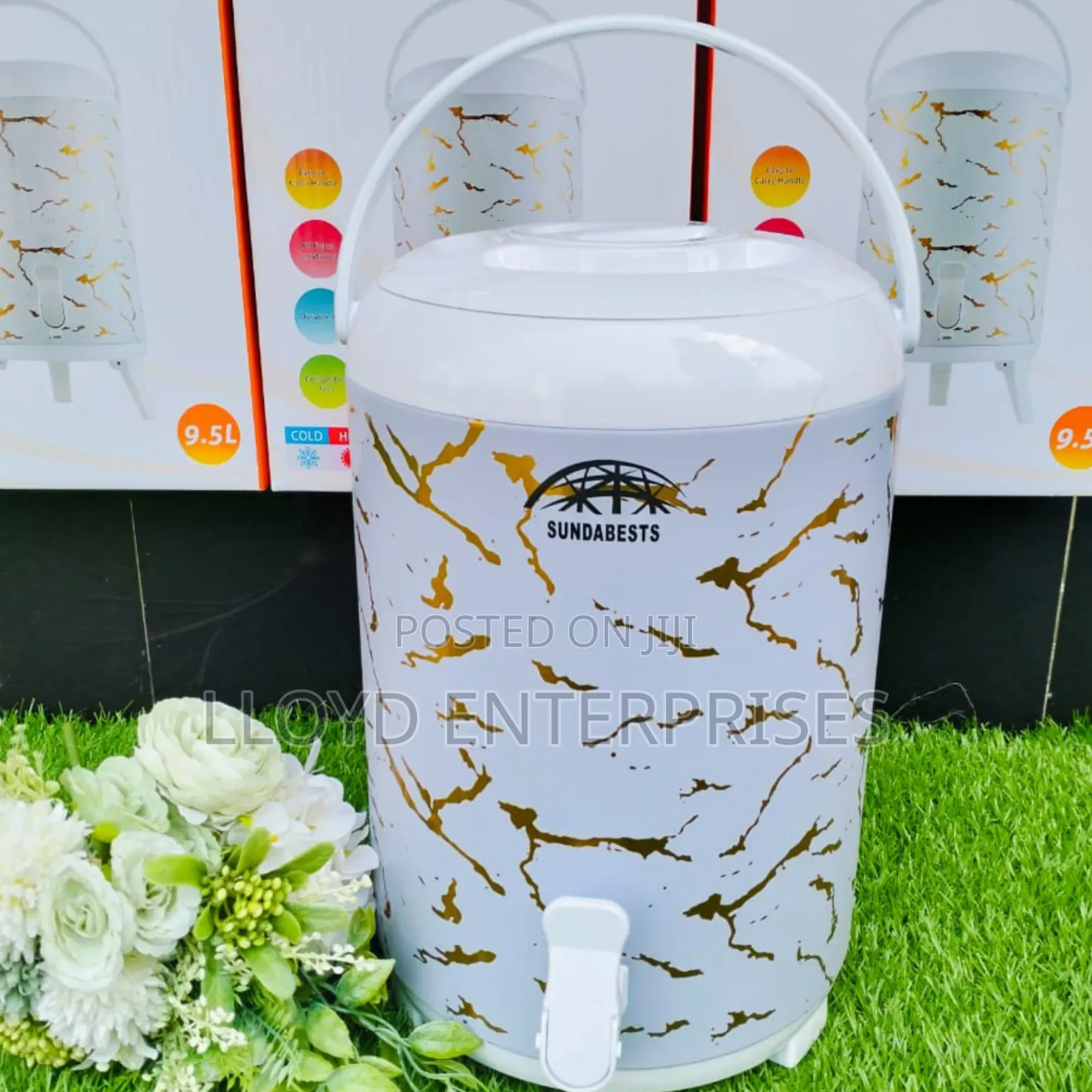 9.5 L White Marble Effect Tea Urn