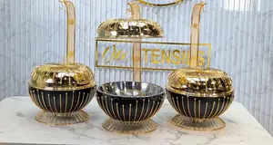 8l Two-tone Black And Gold Finish Chaffing Dish