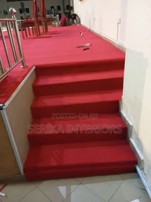 Red Staircase Wall to Wall Carpets Environmental Friendly Delta Carpet