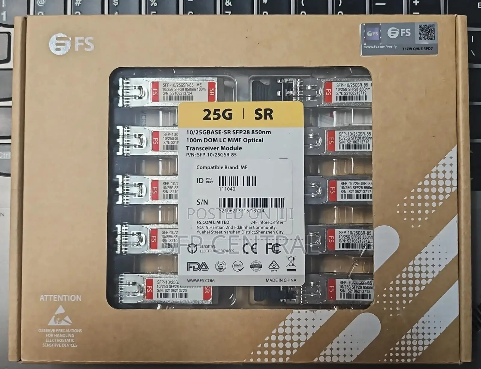 Fs 25gbe Sfp+ 850nm 300m Optical Transceiver