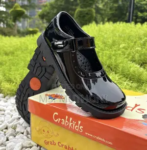 Hook-and-Loop Closure Girls Crabkids Black Patent Leather Sch. Shoes
