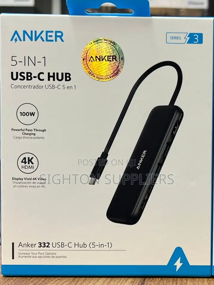 Anker 332 Usb-C Hub (5-in-1, 100w)