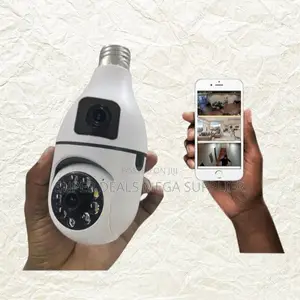 Dual Lens PTZ Wifi Bulb Camera With Remote Control and Cloud Storage