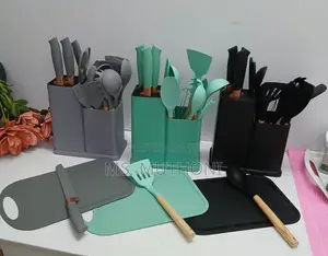 19-Piece Silicone Kitchen Utensil Set With Knife Set Chopping Board