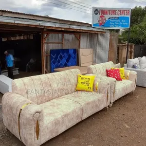 5 Seater Cream Velvet Sofa Set - Free Delivery