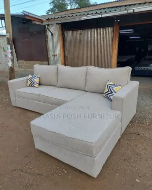5-Seater Light Grey L-Shaped Sofa