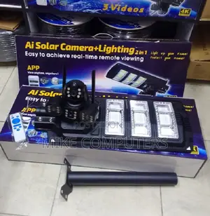4g Solar Powered Ai CCTV Camera on 450w Led Solar Street Lamp