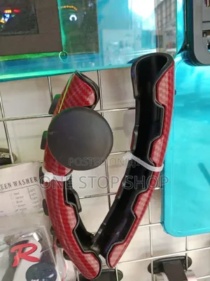 2pcs Carbon Red Finish Steering Wheel Cover With Power Handle Knob