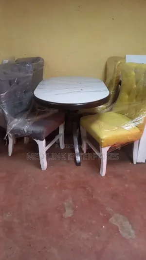 Upholstered Marbled 6-Seater Dinning Table Set