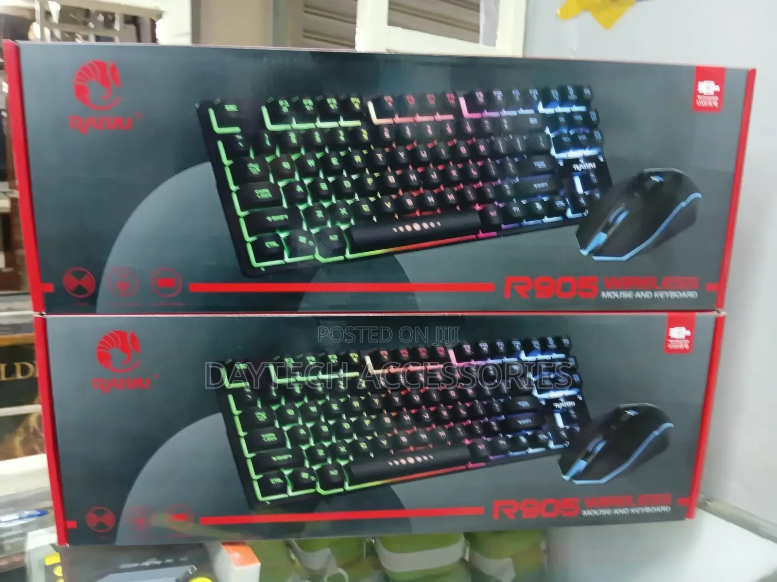 Raiku Wireless Keyboard and Mouse RGB Led Backlight.