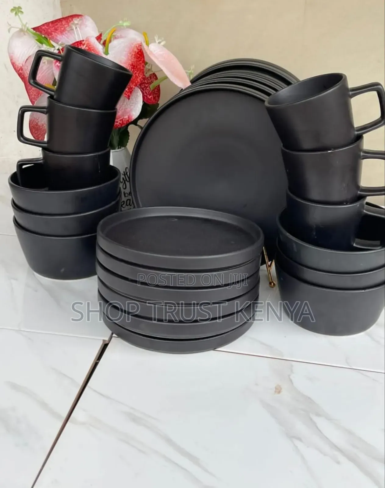 Black Matte 24pc Dinner Set