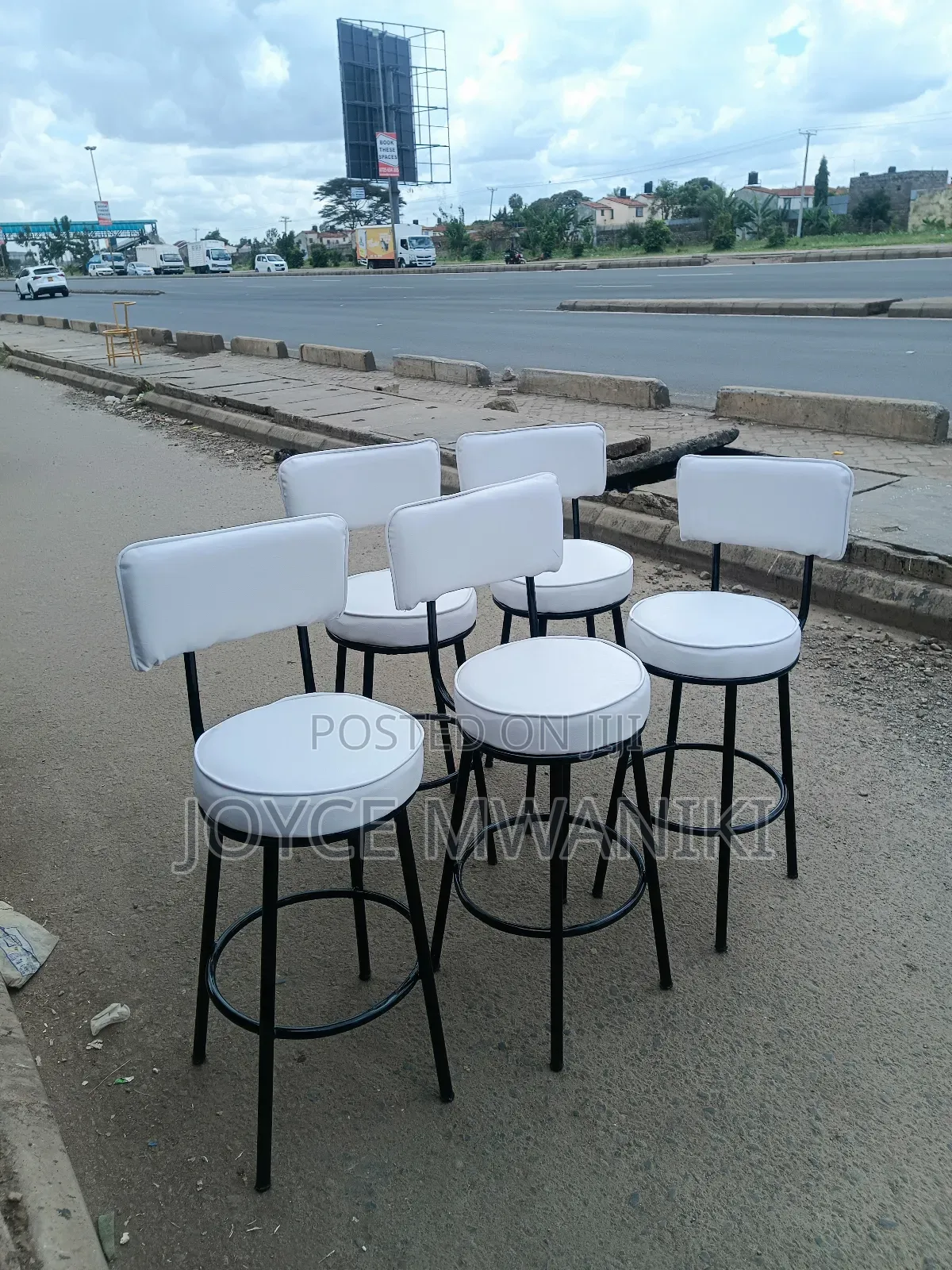 White Leather With Black Counter or Bar Stools 