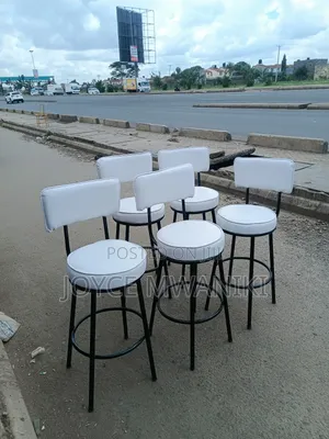 White Leather With Black Counter or Bar Stools 