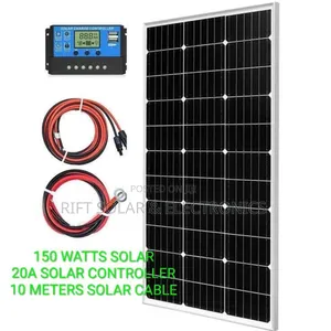150 Watts Solar Panel - 20a Charge Controller - 10m Pv Solar Cable