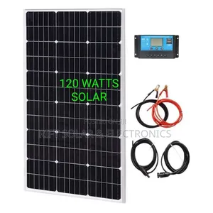 New 120 Watts Solar Panel - 20a Charge Controller 10 Meter Solar Cable