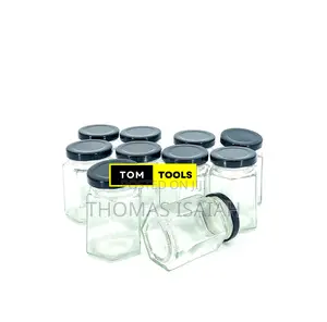 10pcs 100ml Hexagonal Glass Jars With Lids 54mm X 74mm