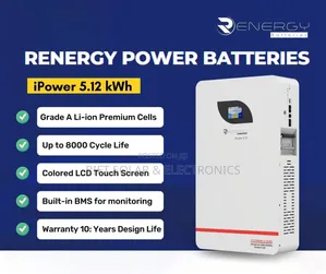 New 5.12 KWH - 48 Volts Renergy Lithium Ion 8000 Cycle Solar Battery