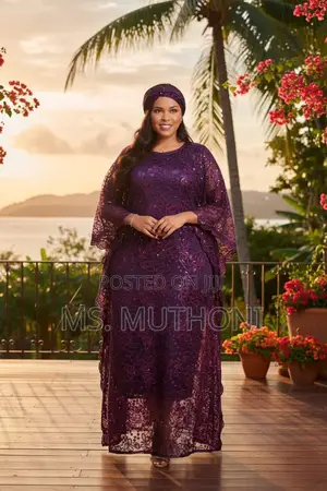 Free Size Original Heavy Lace Embroidered Kaftan-Style Dress.