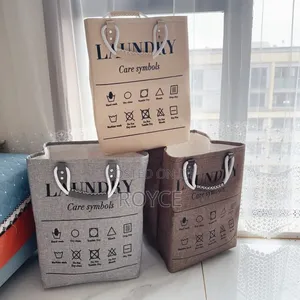 Collapsible Laundry Basket With Leather Handles