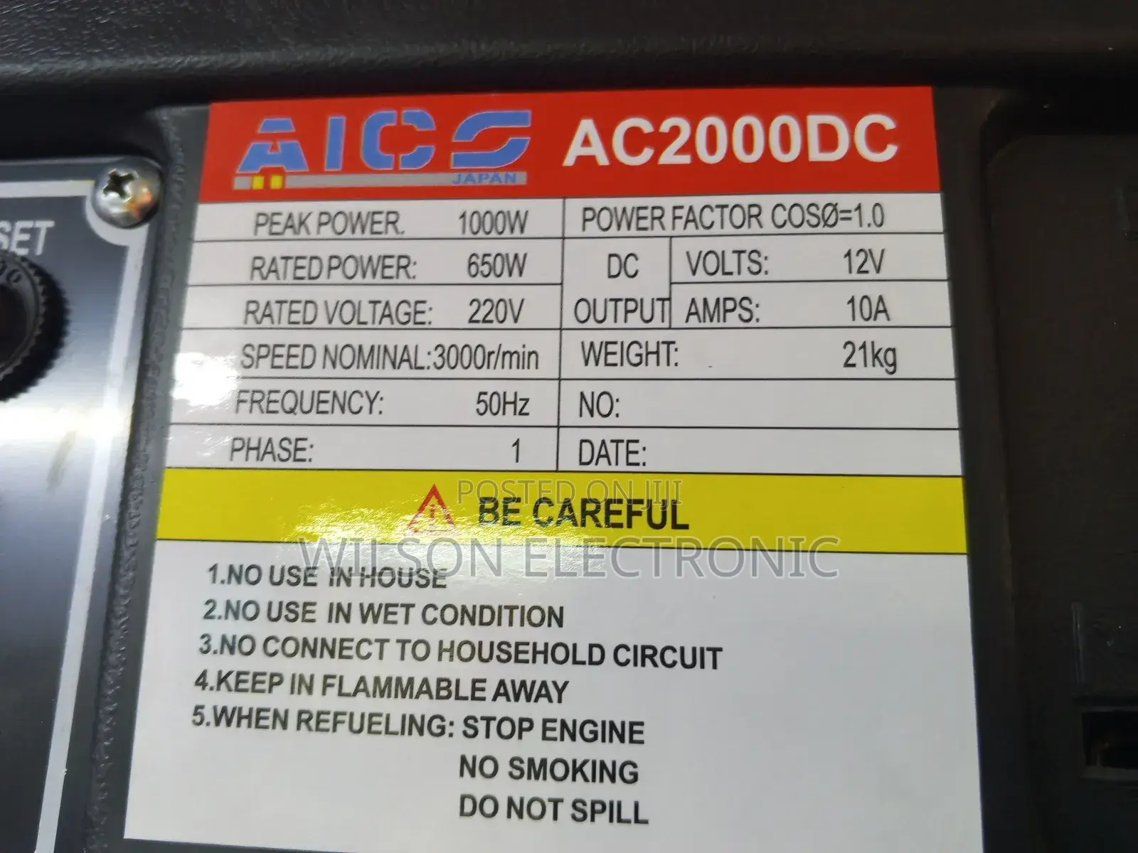 Aico Petrol Generator. 1kva