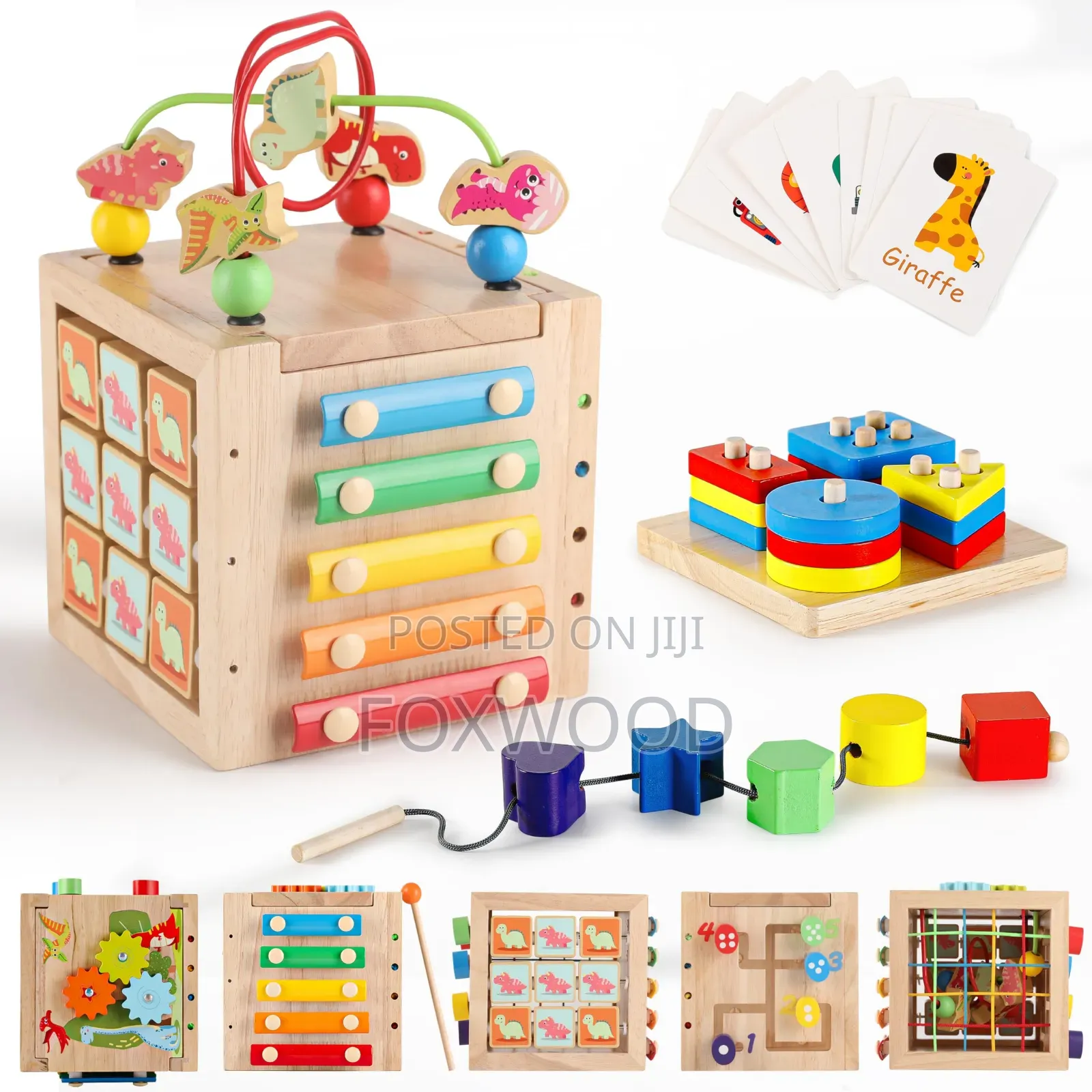Genteago Wooden Activity Cube,