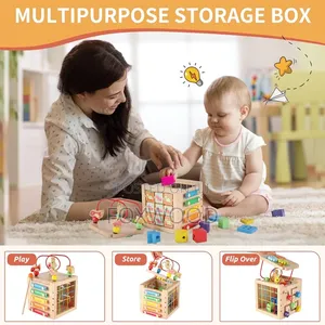 Genteago Wooden Activity Cube,