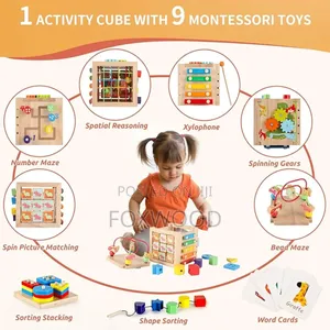 Genteago Wooden Activity Cube,