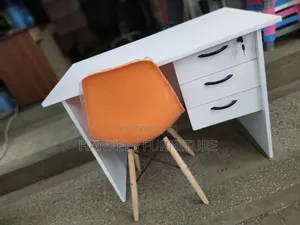 White Desk Orange Chair Set