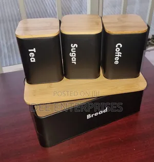 Bread Bin Plus 3x1300ml Canisters With Bamboo Lids