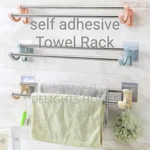 Self Adhesive Double Pole Towel Holder_haw