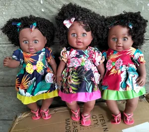 Big Silicone African Dolls With Sound,Shoes And Long Hair For Kids