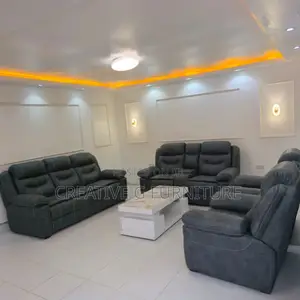 Gray 7 Seaters Semi Recliner