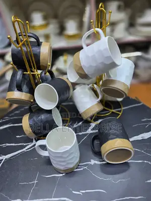 Double Wall Nordic Vertical Stripped Ceramic Coffee Mugsexquisite