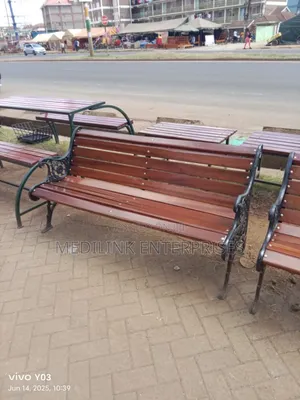 Home Outdoor Metallic Wooden Bench