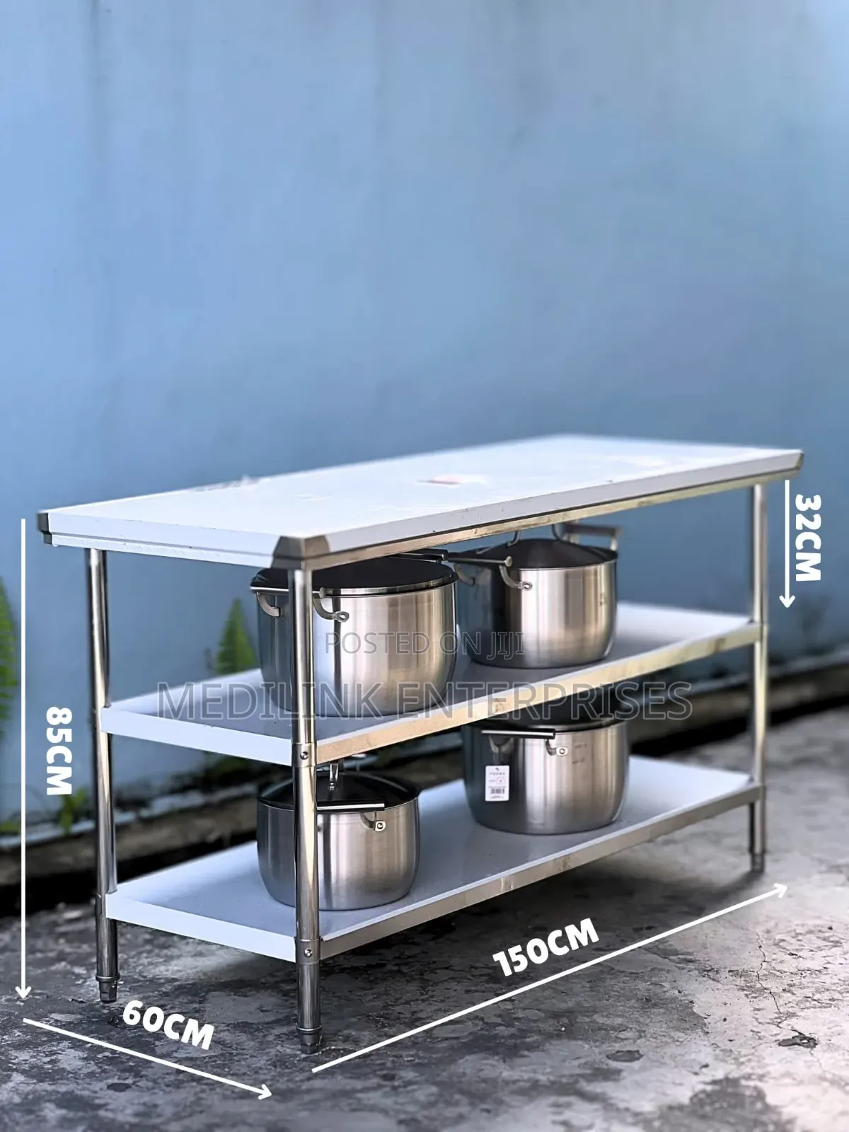 Customized Standard Working Tables With Two Undershelves
