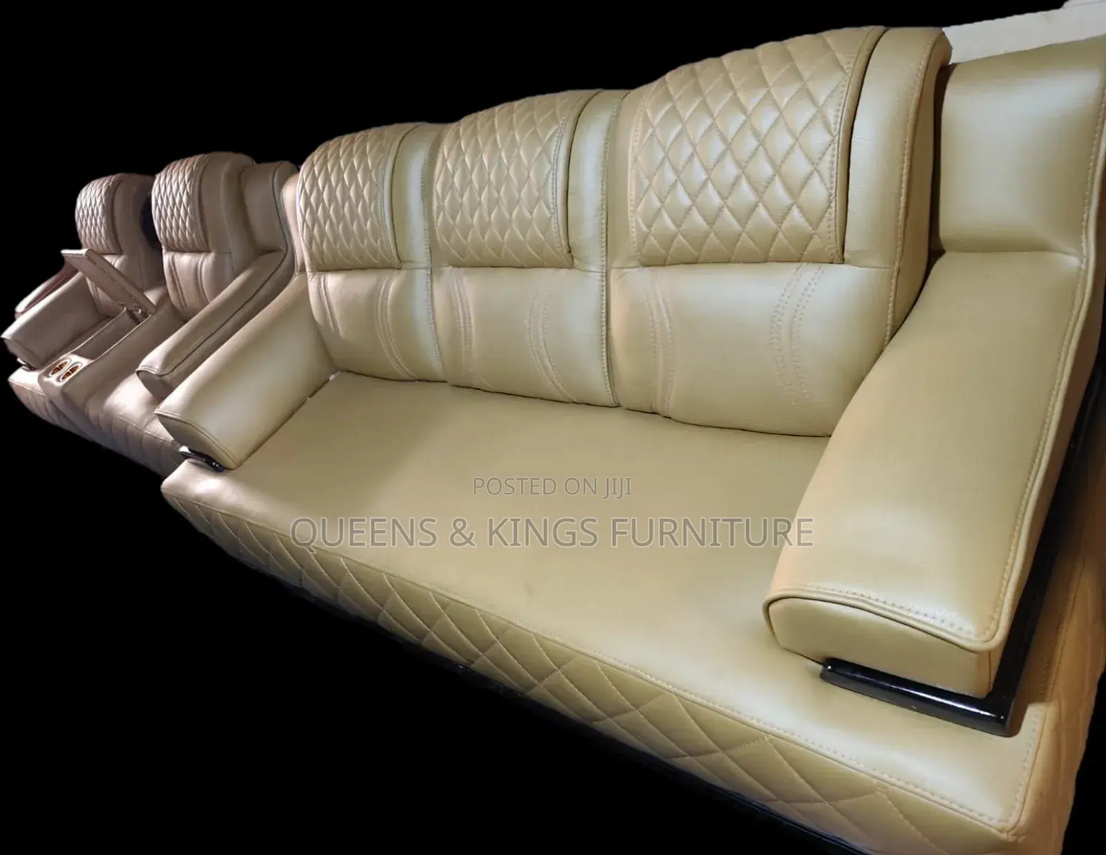Spring 7 Seater Luxury Leather Couch With Solid Mahogany Frame