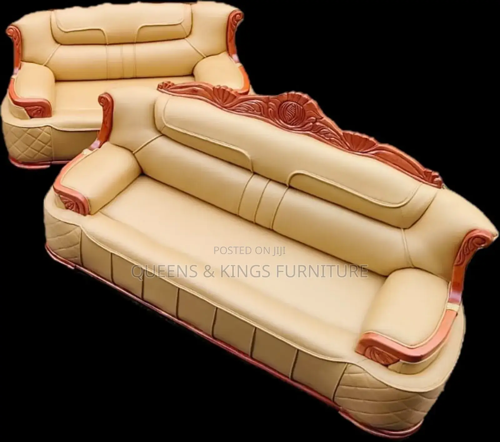 Spring 7 Seater Luxury Leather Couch With Solid Mahogany Frame