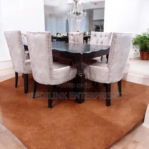 Upholstered Solid 6-Seater Dinning Table Set