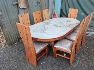Marble Top,Oval Solid 8-Seater Dinning Table Set