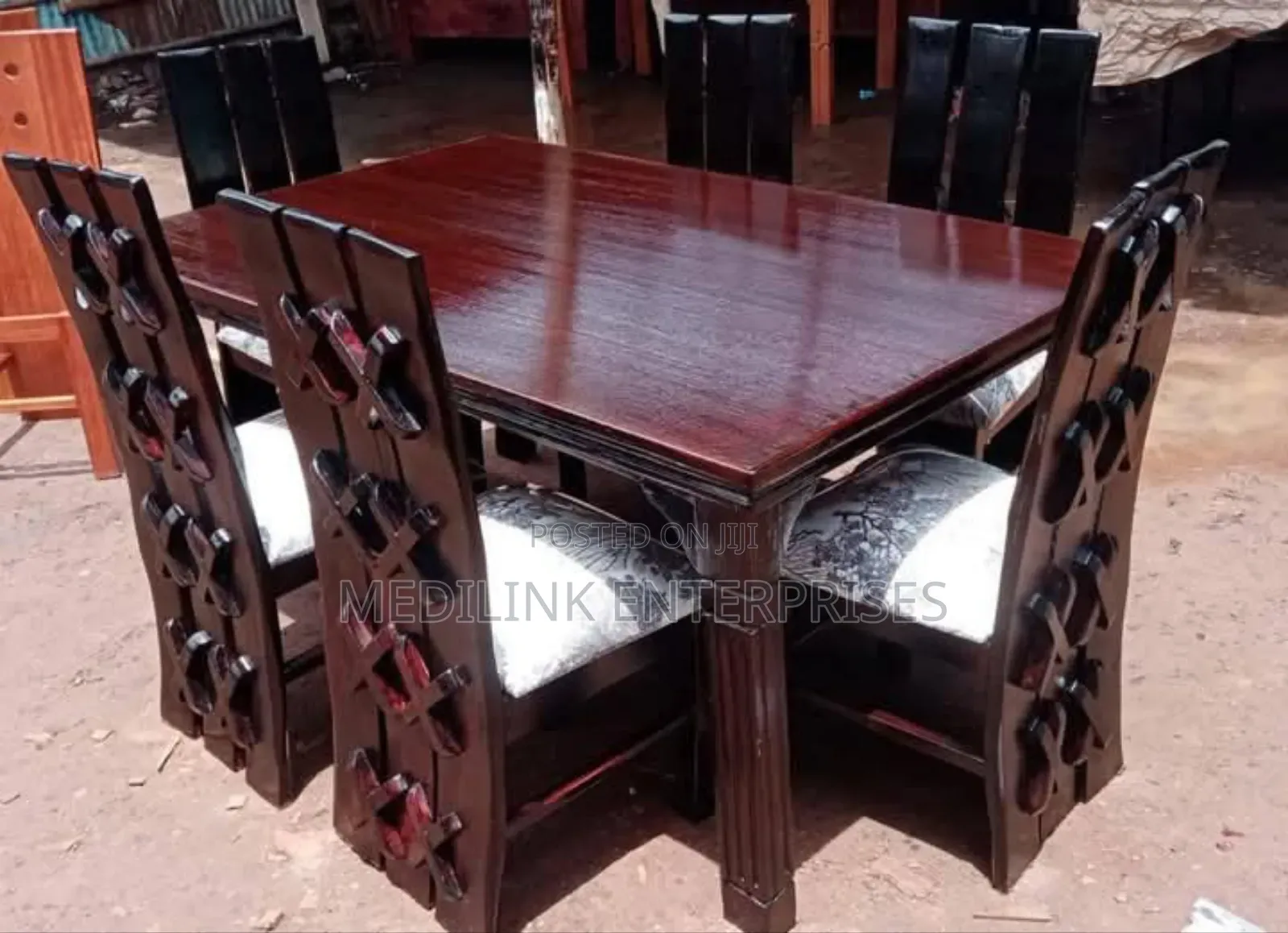 X Chairs Walnut Dinning Table Set 8 Seater