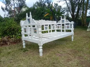 Modern Whitewash Wooden Crafted Swahili Door Bed