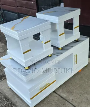 Coffee Table With Glass/Marble Topping With 2 Stools