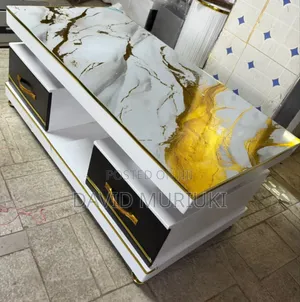 Executive White Coffee Table With Marble Topping